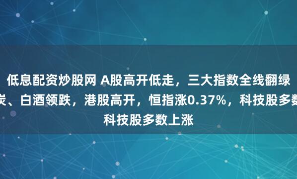 低息配资炒股网 A股高开低走，三大指数全线翻绿，煤炭、白酒领跌，港股高开，恒指涨0.37%，科技股多数上涨